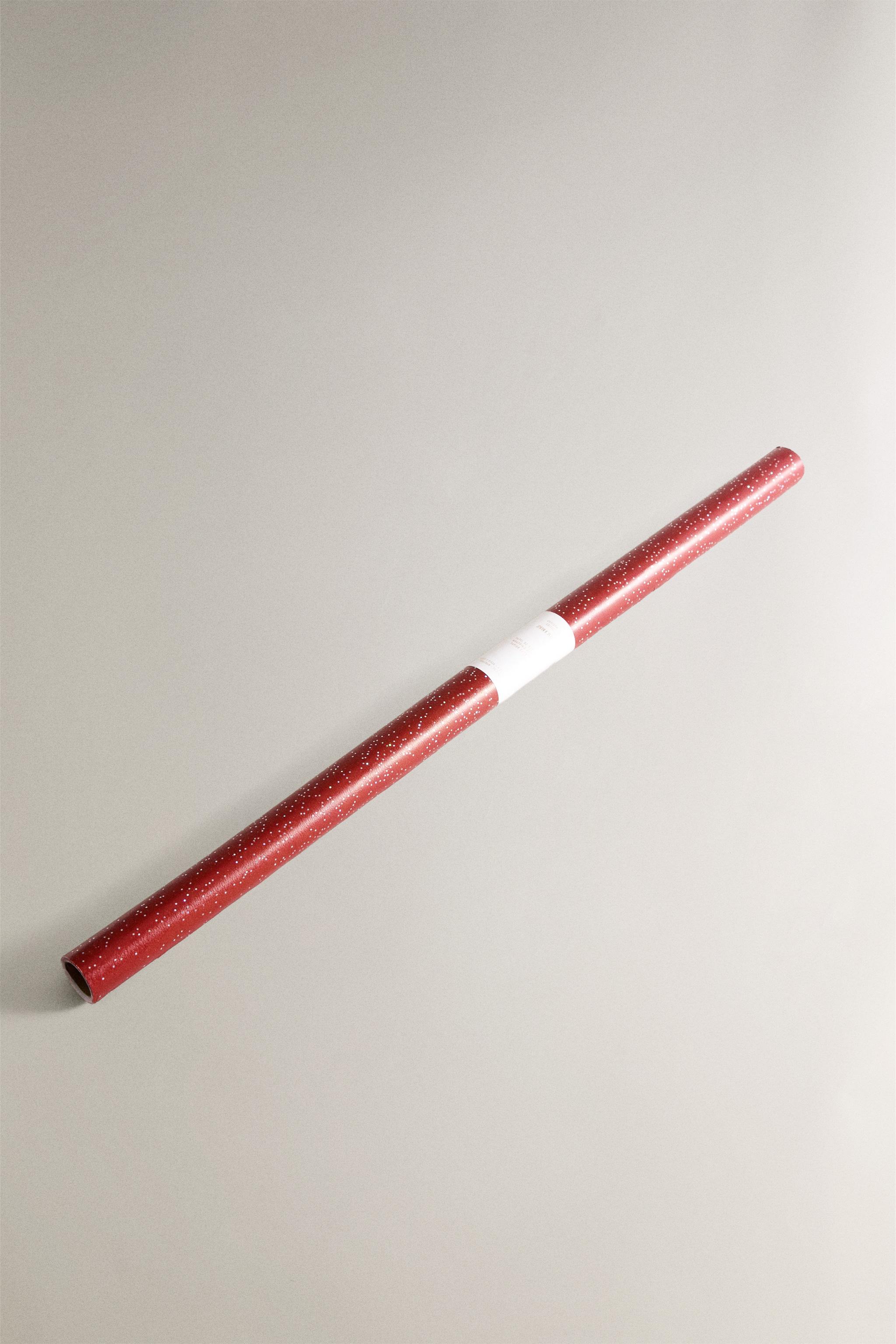 PAPIER CADEAU ROUGE PAILLETTES NOËL